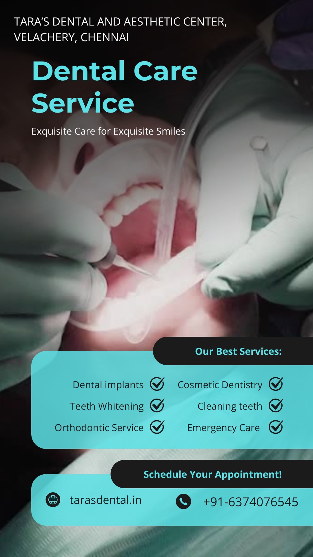 Is Your Smile Really Clean? Most People Are Surprised By The Answer.
You brush. You rinse. You floss (sometimes 😄). But here's what most people don't know —
Tartar and plaque hide in places your toothbrush simply cannot reach. And once tartar hardens, only a dentist can remove it.
That's exactly why Professional Scaling combined with Fluoride Varnish Application is the single most important dental appointment you can make this year.
🔬 What Happens During the Procedure?
✅ Ultrasonic scaling removes hardened tartar from above AND below the gumline
✅ Bacterial buildup causing bad breath and bleeding gums is thoroughly cleared
✅ Professional-grade Fluoride Varnish is applied to reinforce and rebuild enamel
✅ Your teeth are left cleaner, stronger, and cavity-resistant for months
The entire procedure is gentle, quick, and completely safe — even for kids!
⚠️ Are You At Risk? Watch Out For These Signs:
🔴 Bleeding gums when you brush
🔴 Yellowish or brownish deposits on teeth
🔴 Persistent bad breath despite brushing
🔴 Sensitive teeth when eating hot or cold food
🔴 Haven't visited a dentist in over 6 months
If any of these sound familiar — it's time. Don't wait until it becomes a bigger (and costlier) problem.
👨‍👩‍👧 Who Benefits the Most?
👉 Adults with early gum disease or gingivitis
👉 Children prone to cavities
👉 Diabetic patients — oral infections directly worsen blood sugar levels
👉 Pregnant women — gum health affects pregnancy outcomes
👉 Anyone who wants to protect their smile long-term
💎 Why Choose Tara's Dental and Aesthetic Center?
At Tara's Dental and Aesthetic Center in Velachery, Chennai, Dr. Manimegalai and our experienced team use advanced ultrasonic scaling technology for a thorough, pain-free clean — followed immediately by professional fluoride varnish that works to strengthen your enamel from within.
We've been trusted by families across Velachery, Guindy, Pallikaranai, Medavakkam, Taramani, and Adambakkam for comprehensive dental and aesthetic care.
✔ Experienced team
✔ Modern equipment
✔ Gentle, patient-first approach
✔ Affordable pricing with EMI options available
📍 Visit Us:
Tara's Dental and Aesthetic Center
Velachery, Chennai