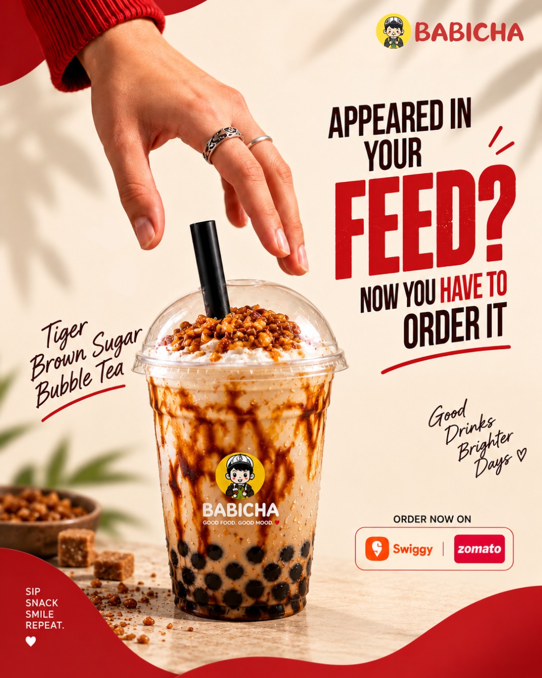 That “appeared in your feed” moment deserves a little more attention. 👀❤️

Meet your Tiger Brown Sugar Bubble Tea — creamy, caramel-y, loaded with boba, and honestly… way too tempting to scroll past. 🧋✨

Seen it? Craved it? Now you have to order it. 😋
Available on Swiggy & Zomato.

#Babicha #TigerBrownSugar #BubbleTea #BobaLove #bubbletealovers❤️