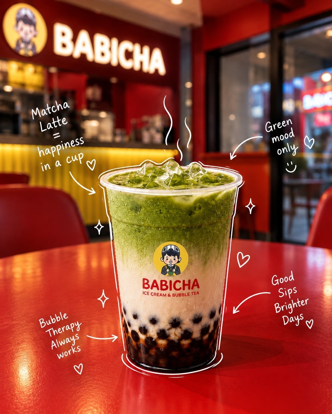 Matcha mood, but make it better. 💚🧋✨

Creamy matcha, chewy boba, and the kind of sip that instantly fixes the mood.

Because sometimes, bubble therapy is all you need. 💚

📍 Come get your matcha fix at Babicha!
#Babicha #MatchaLatte #MatchaLover #BubbleTea #BobaLovers