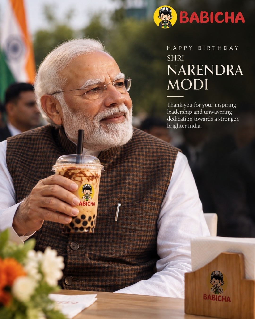 🇮🇳✨ Wishing Shri Narendra Modi Ji a very Happy Birthday!

On this special day, BABICHA extends warm wishes for good health, happiness and many more years of service to the nation. ❤️

May the journey ahead continue to bring new milestones, new possibilities and a brighter tomorrow for India. 🇮🇳

Happy Birthday, Shri Narendra Modi Ji! 🎂🇮🇳

#HappyBirthdayNarendraModi #NarendraModi #HappyBirthdayPMModi #BABICHA #India