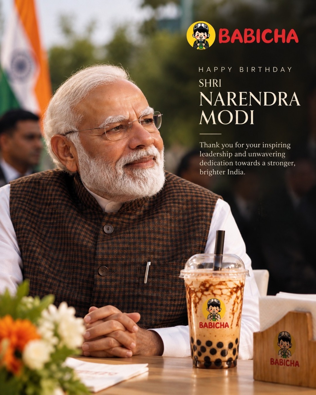 🇮🇳✨ Wishing Shri Narendra Modi Ji a very Happy Birthday!

On this special day, BABICHA extends warm wishes for good health, happiness and many more years of service to the nation. ❤️

May the journey ahead continue to bring new milestones, new possibilities and a brighter tomorrow for India. 🇮🇳

Happy Birthday, Shri Narendra Modi Ji! 🎂🇮🇳

#HappyBirthdayNarendraModi #NarendraModi #HappyBirthdayPMModi #BABICHA #India